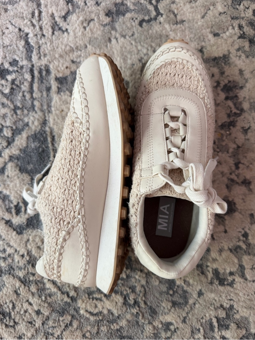 MIA Off-White Woven Lace-Up Sneaker
